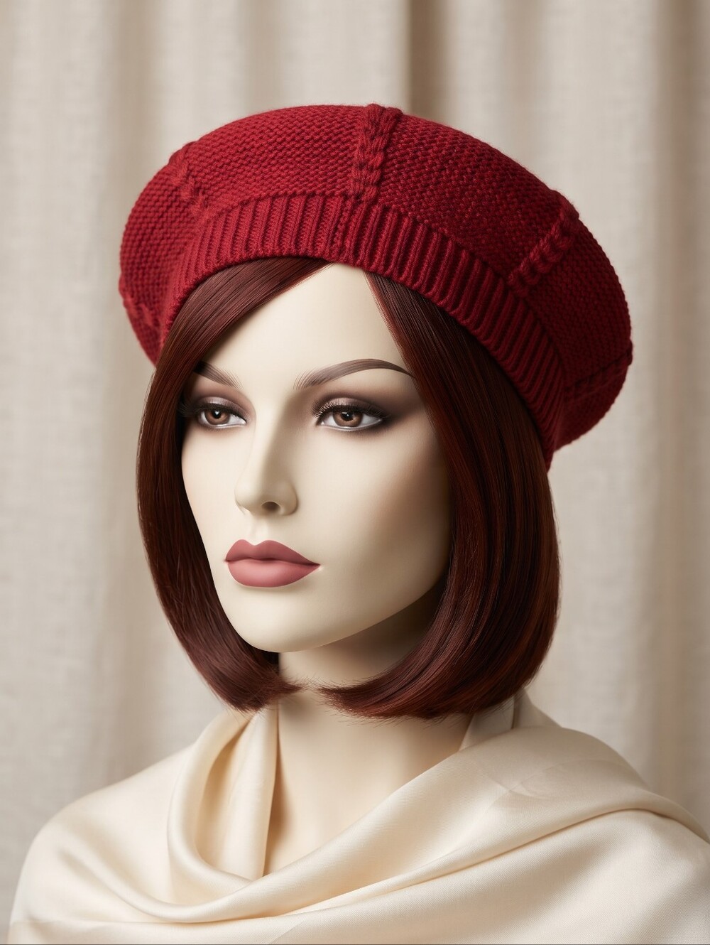 Red Knit Beret - Stylish Women’s Winter Hat